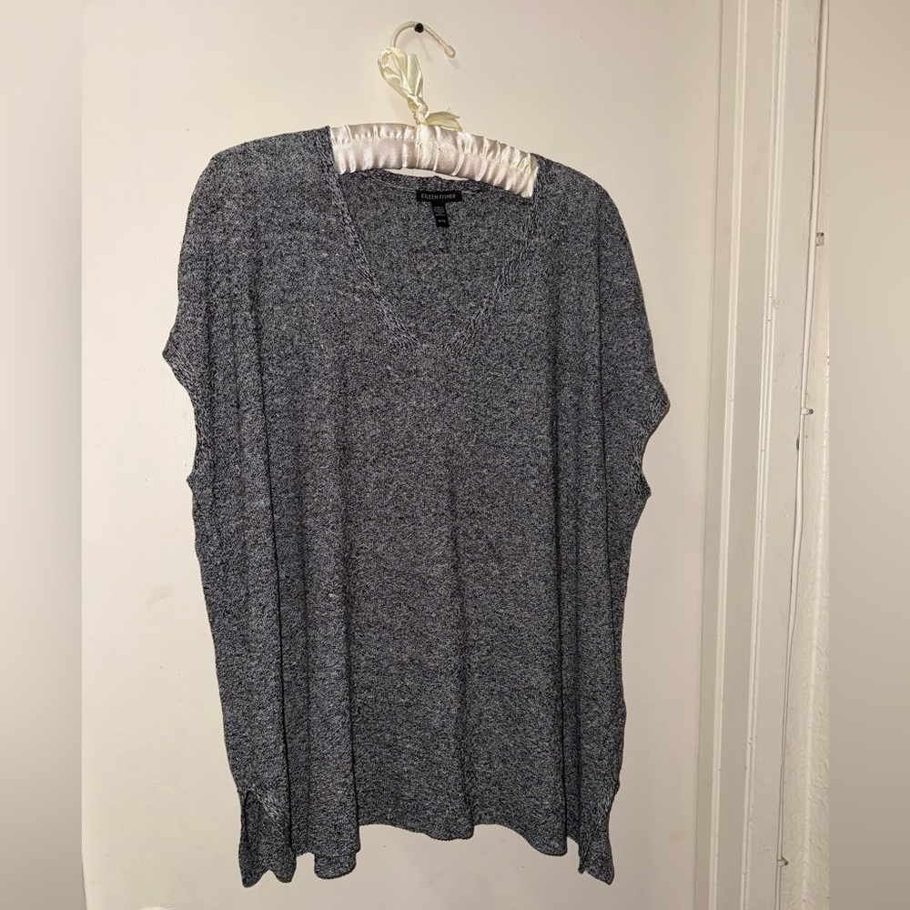 Eileen Fisher Charcoal V-Neck Blouse
